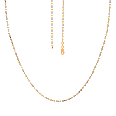 16'' Gold Two Tone Ball Bead Chain 2.43MM