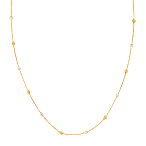 18'' Yellow Gold Pearl Ball Bead Chain 1MM