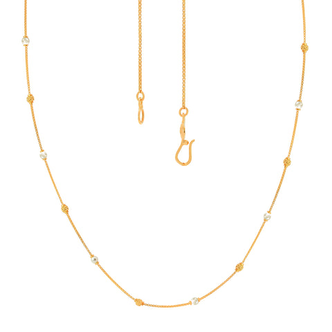 18'' Yellow Gold Pearl Ball Bead Chain 1MM
