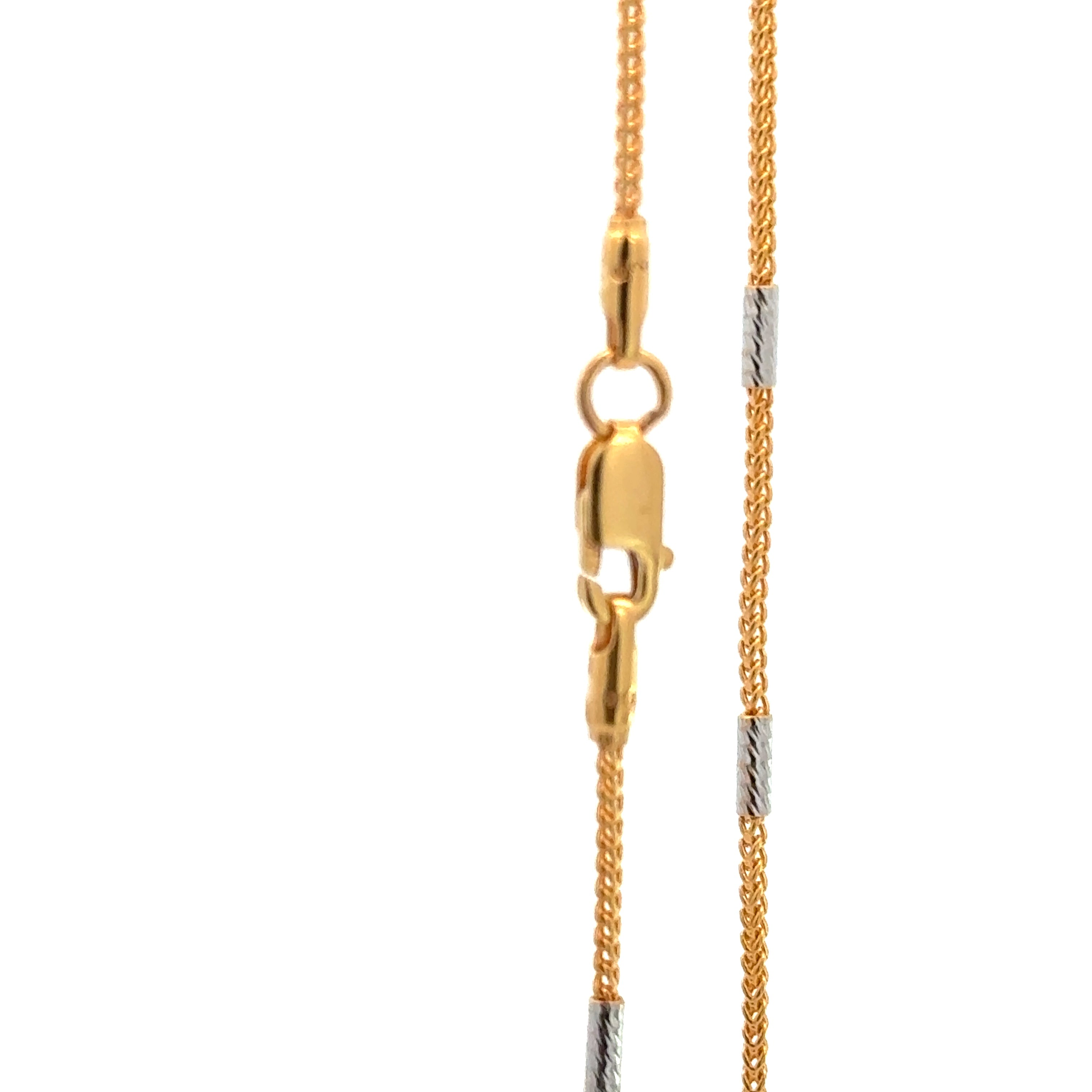 22k Two Tone Gold Fox Chain With Stick measuring 1.5mm width x 18 inch length