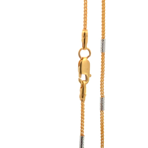 22k Two Tone Gold Fox Chain With Stick measuring 1.5mm width x 16 inch length