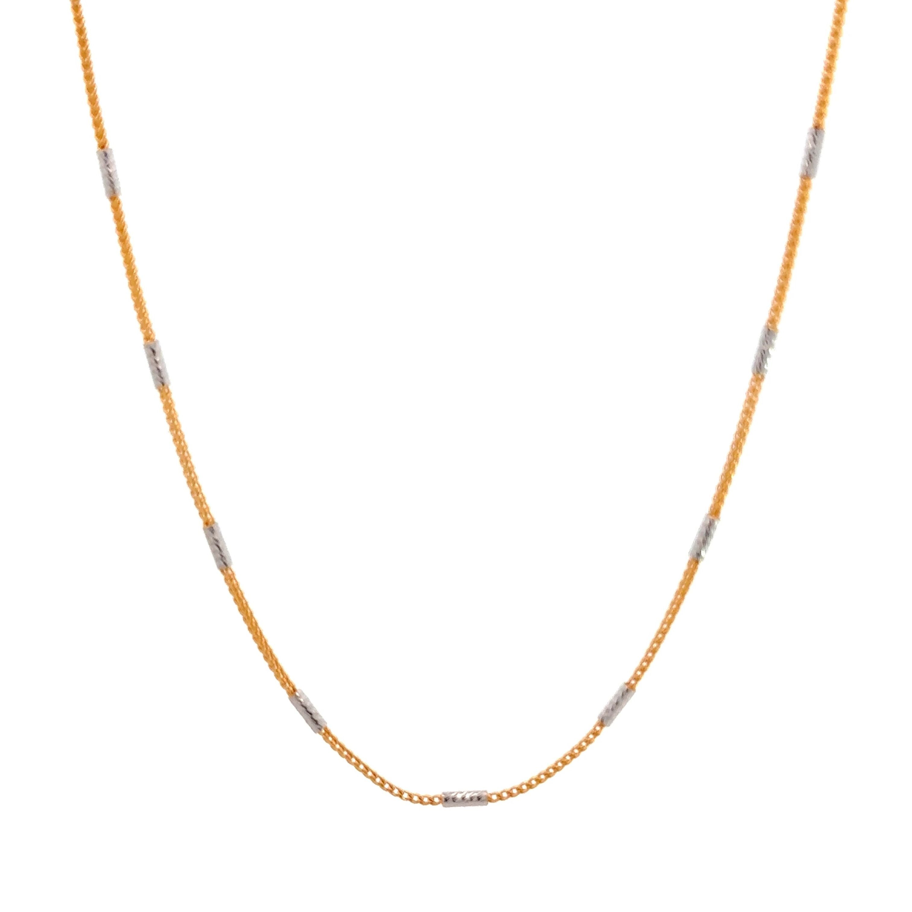 22k Two Tone Gold Fox Chain With Stick measuring 1.5mm width x 16 inch length