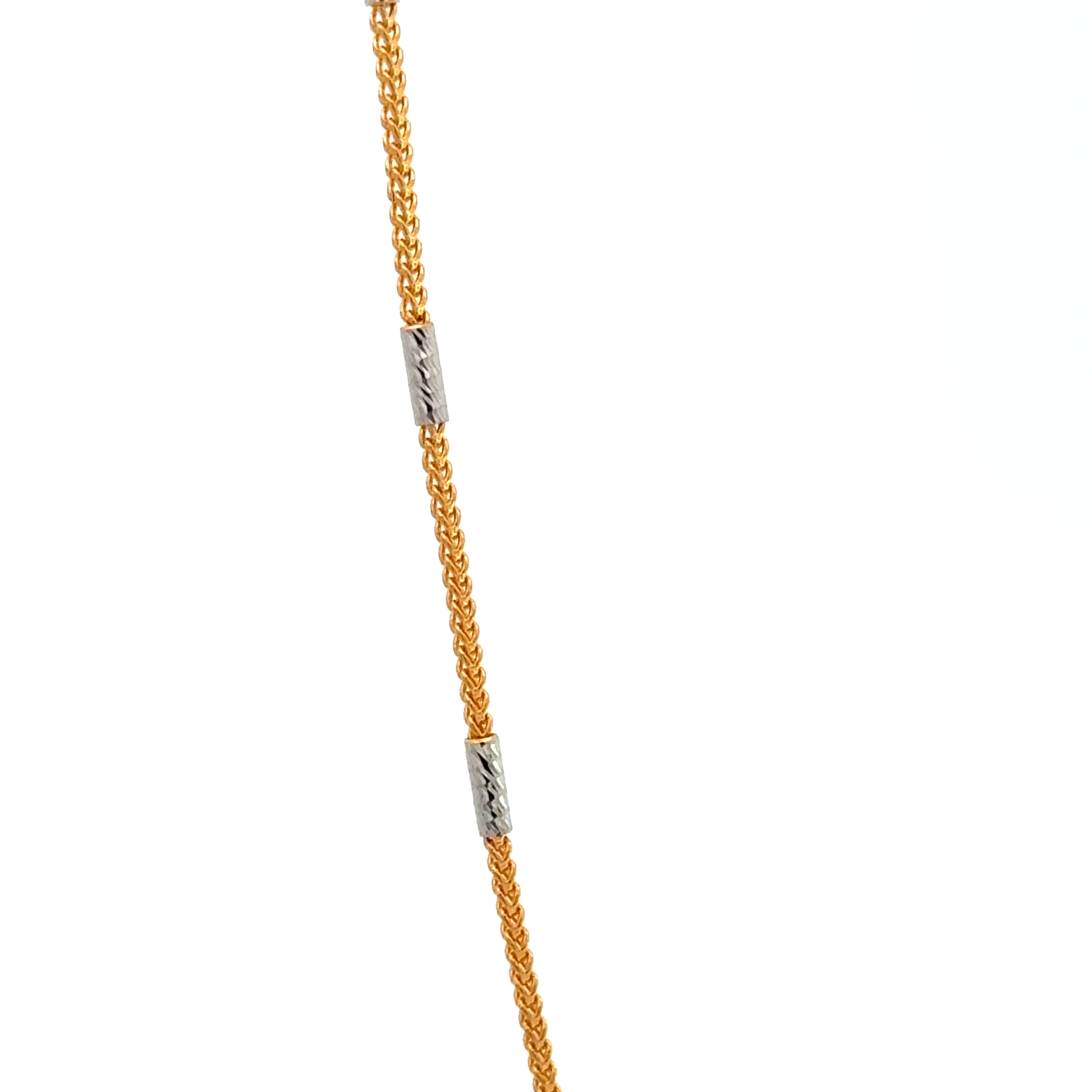 22k Two Tone Gold Fox Chain With Stick measuring 1.5mm width x 16 inch length