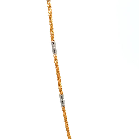 22k Two Tone Gold Fox Chain With Stick measuring 1.5mm width x 18 inch length