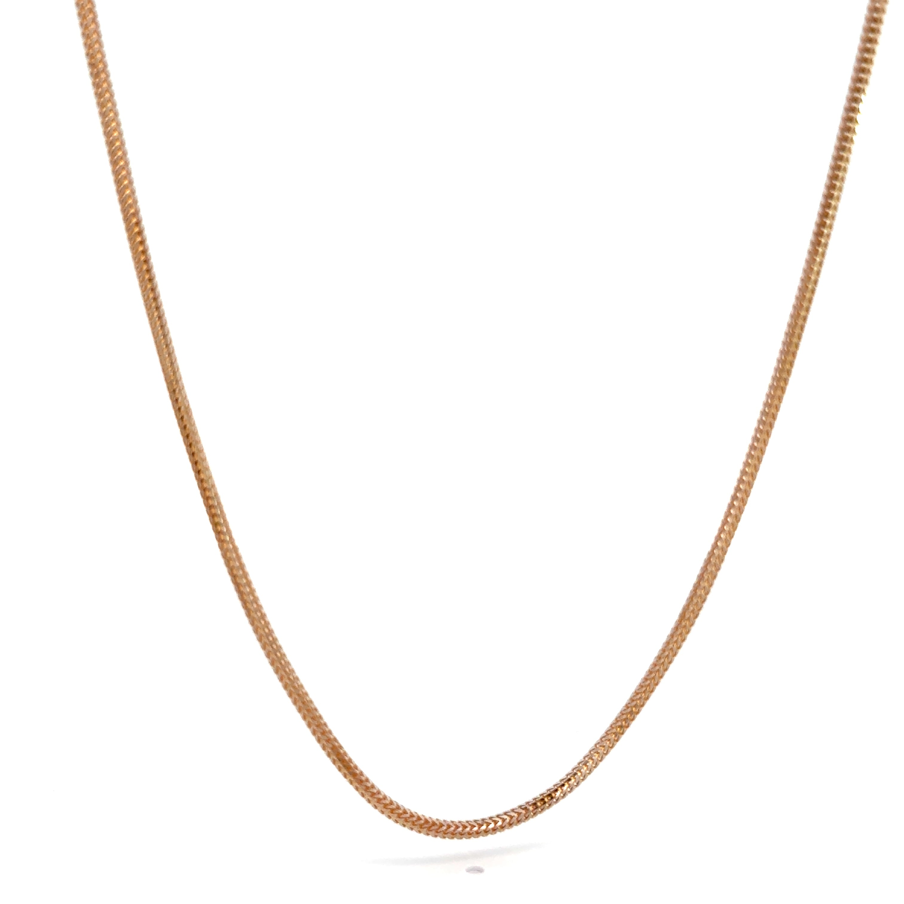 22k Two Tone Gold Round Fox Chain measuring 1.5mm width x 18 inch length