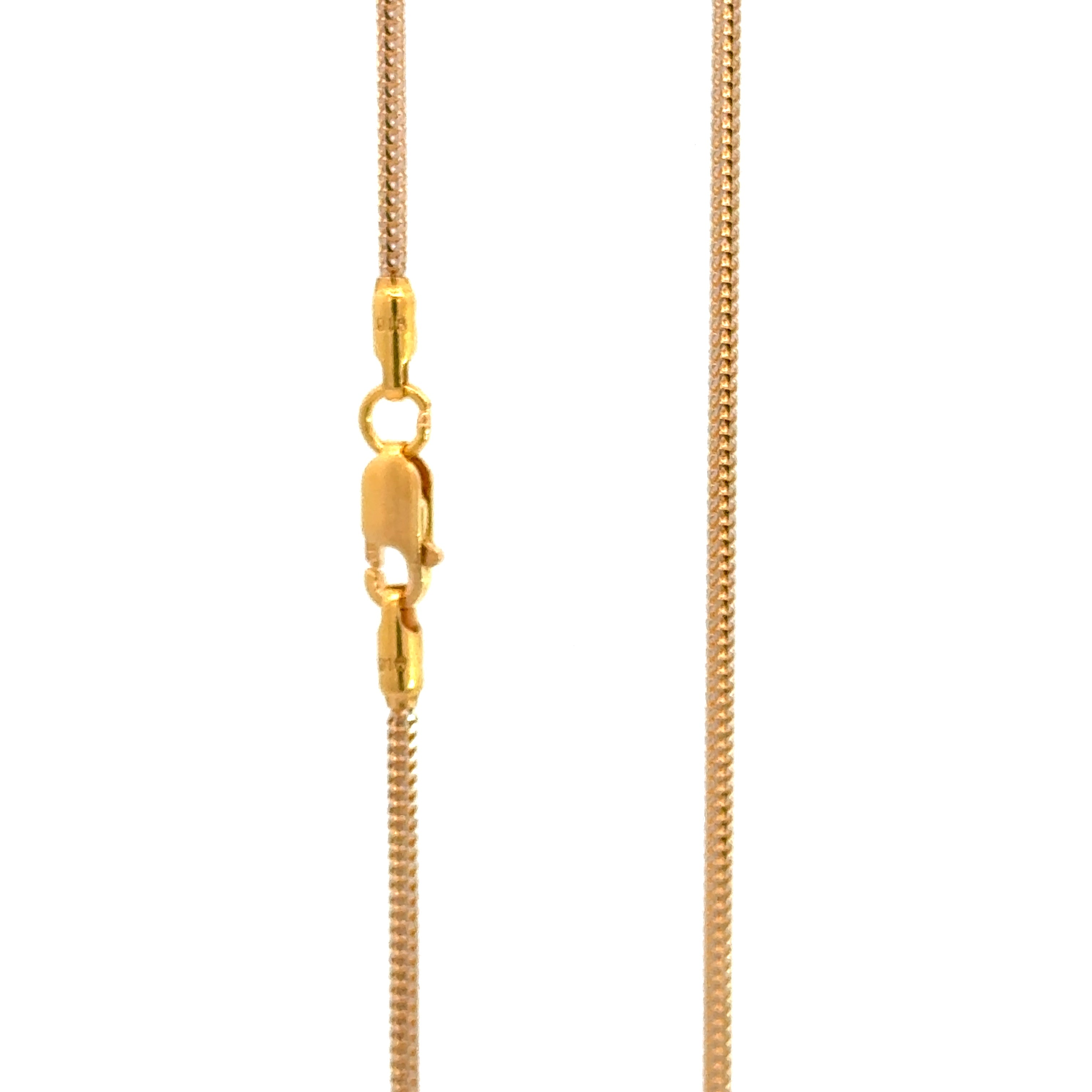 22k Two Tone Gold Round Fox Chain measuring 1.5mm width x 18 inch length