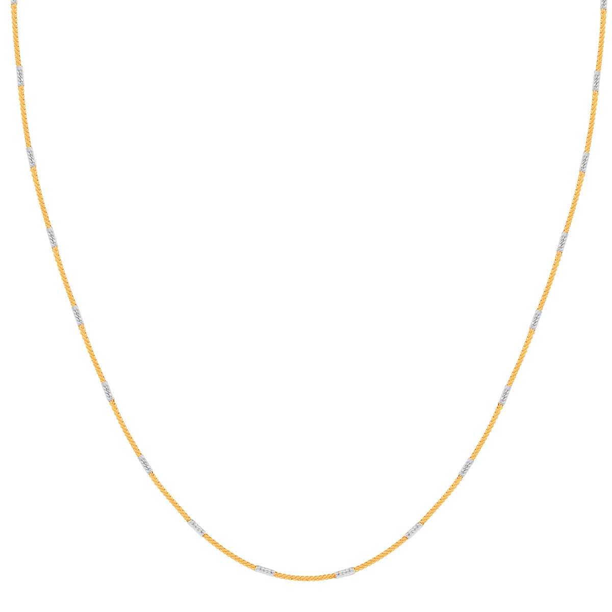 22k Two Tone Gold Fancy Fox Chain measuring 1.5mm width x 16 inch length