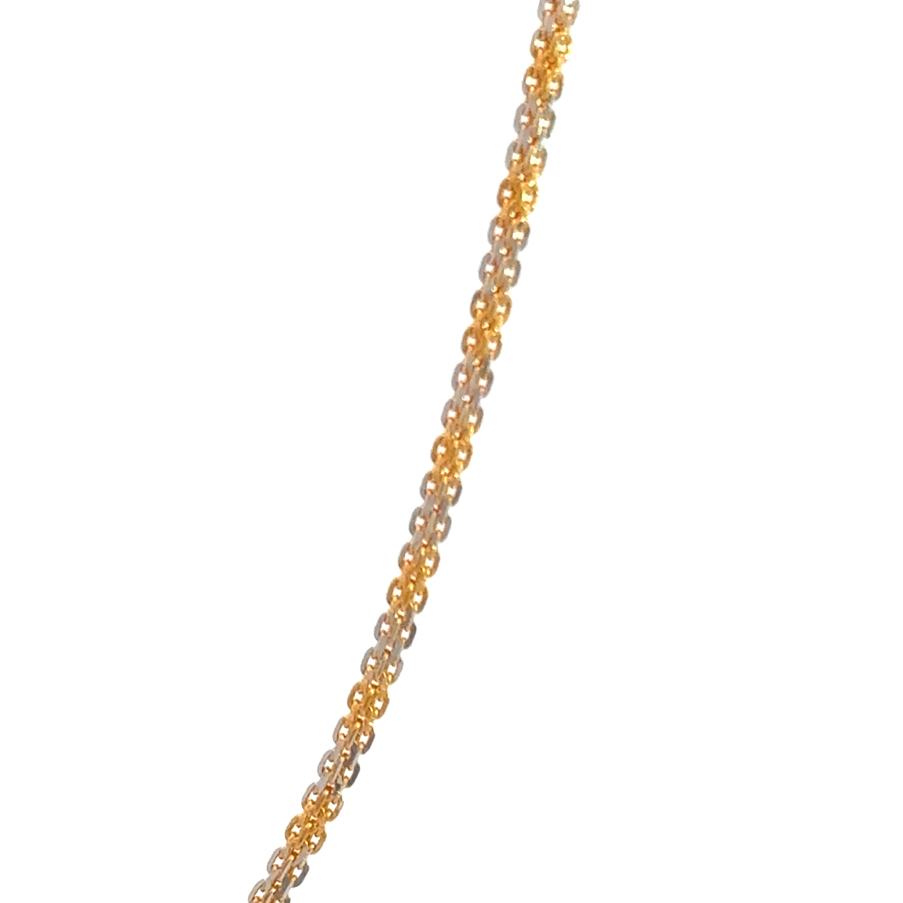 22k Two Tone Gold Square Bismark Fancy Chain measuring 1.5mm width x 16 inch length