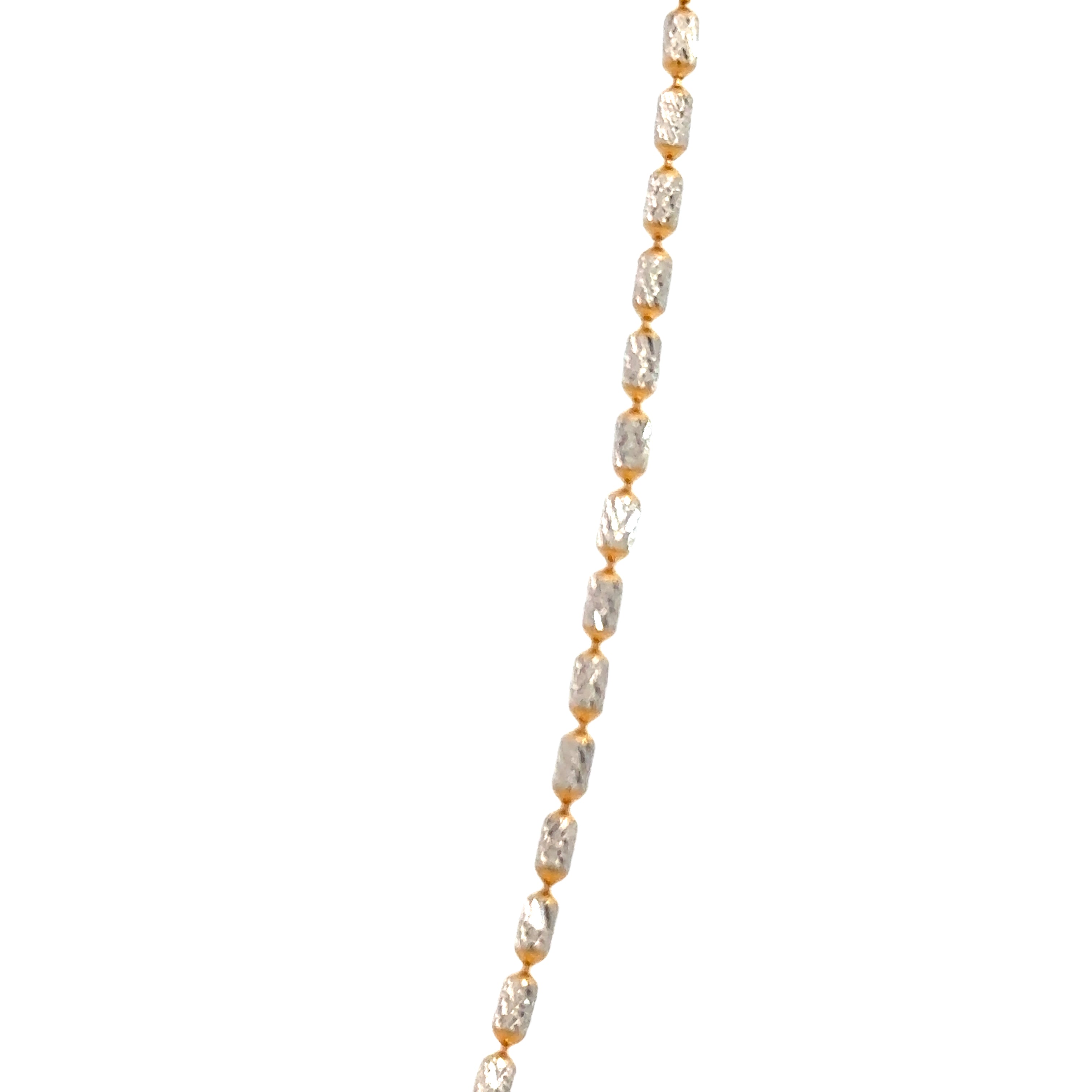 22k Two Tone Gold Flat Bullet Chain measuring 1mm width x 16 inch length