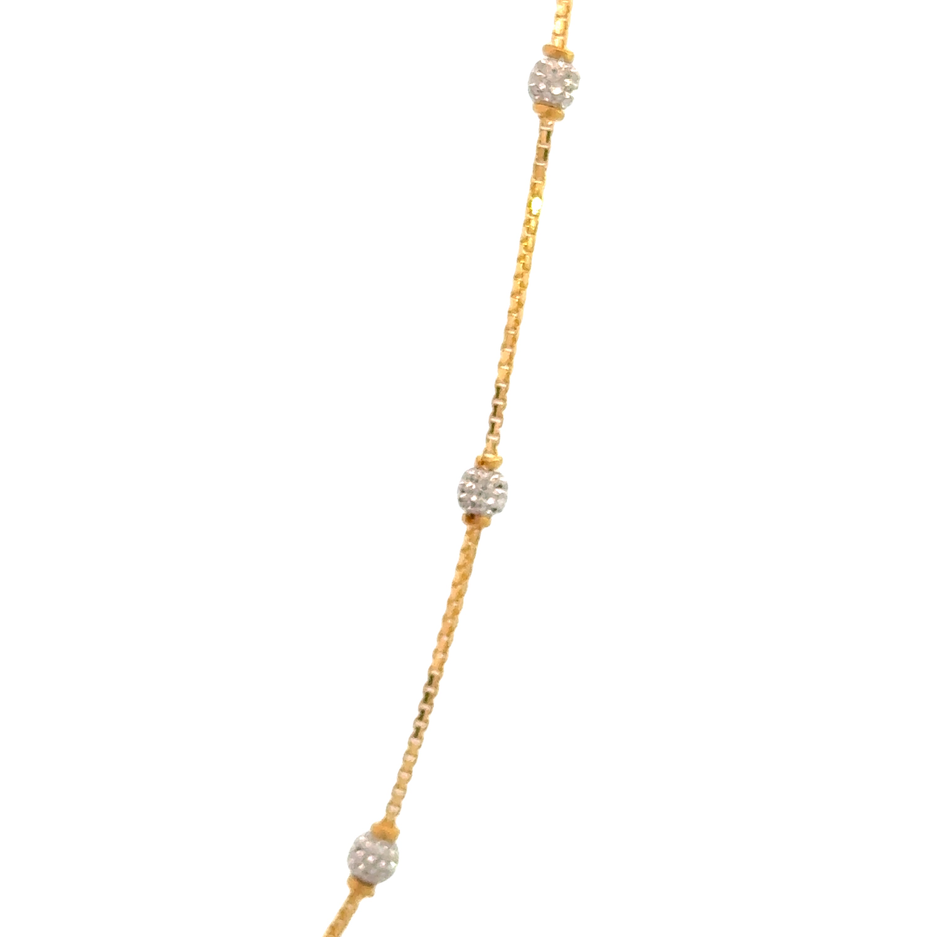 22k Two Tone Gold Fancy Ball Chain measuring 3mm width x 16 inch length