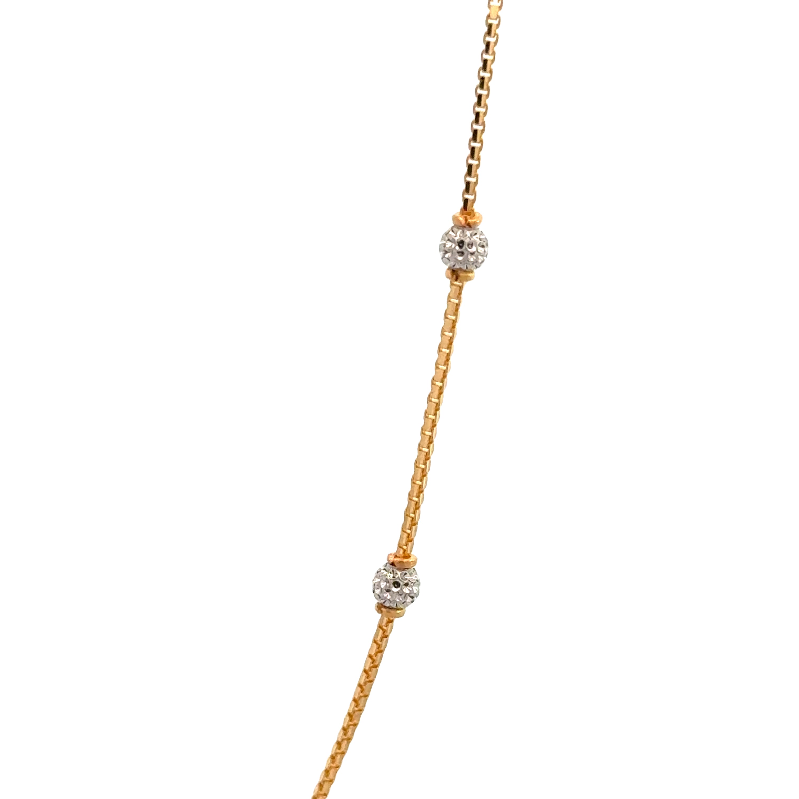 22k Two Tone Gold Fancy Ball Chain measuring 3mm width x 20 inch length