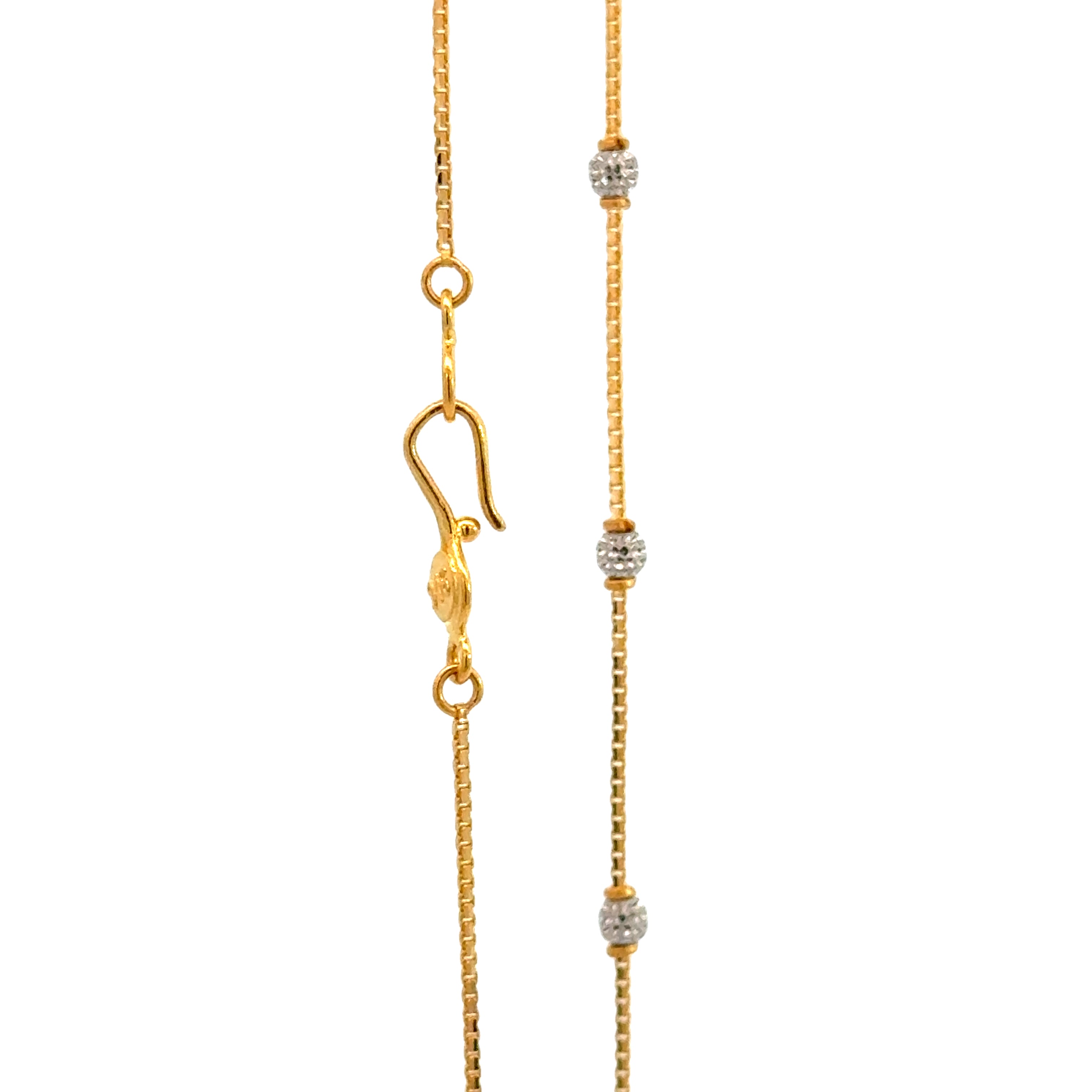 22k Two Tone Gold Fancy Ball Chain measuring 3mm width x 20 inch length