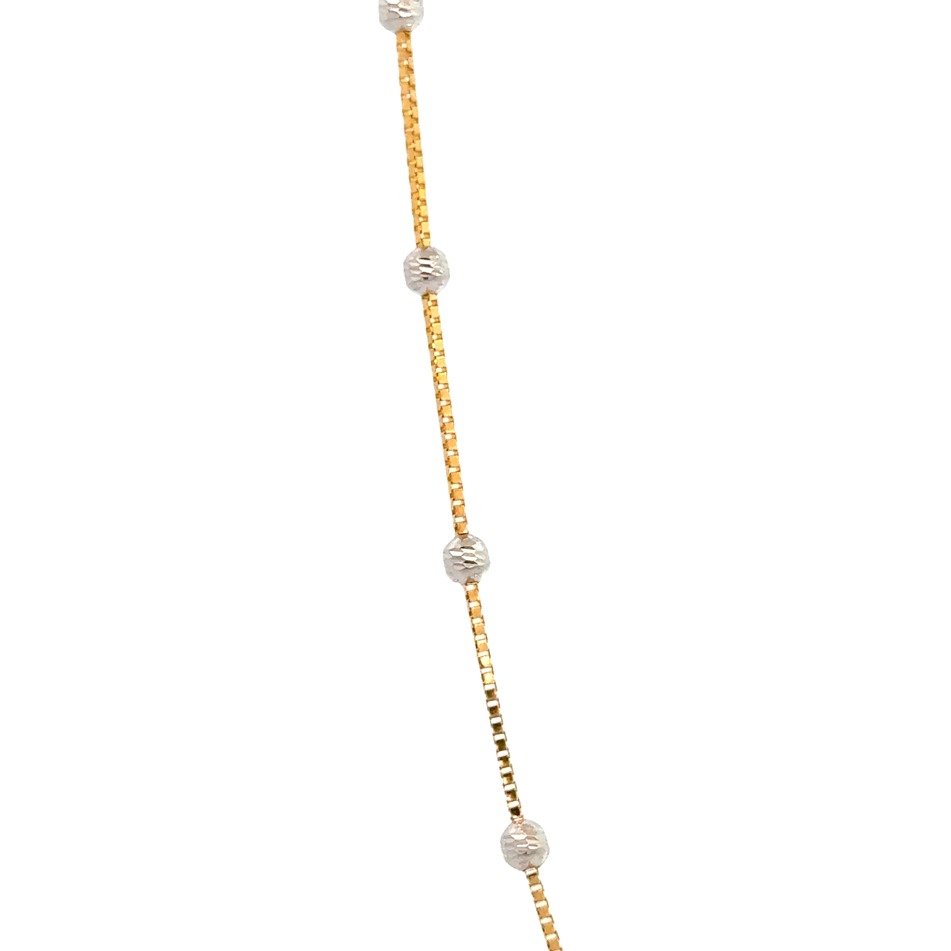 22k Two Tone Gold Fancy Ball Chain measuring 2.5mm width x 16 inch length