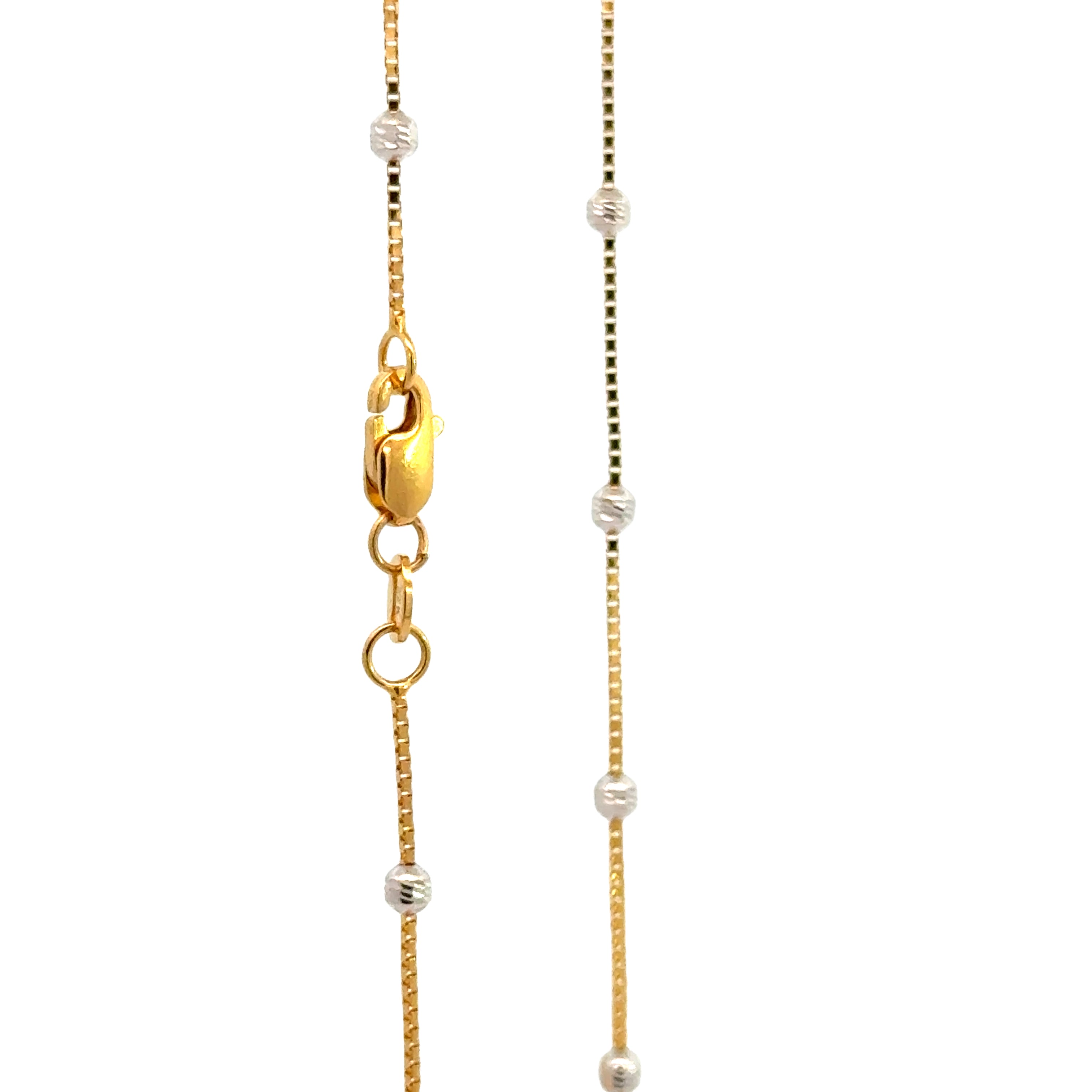 22k Two Tone Gold Fancy Ball Chain measuring 2.5mm width x 16 inch length