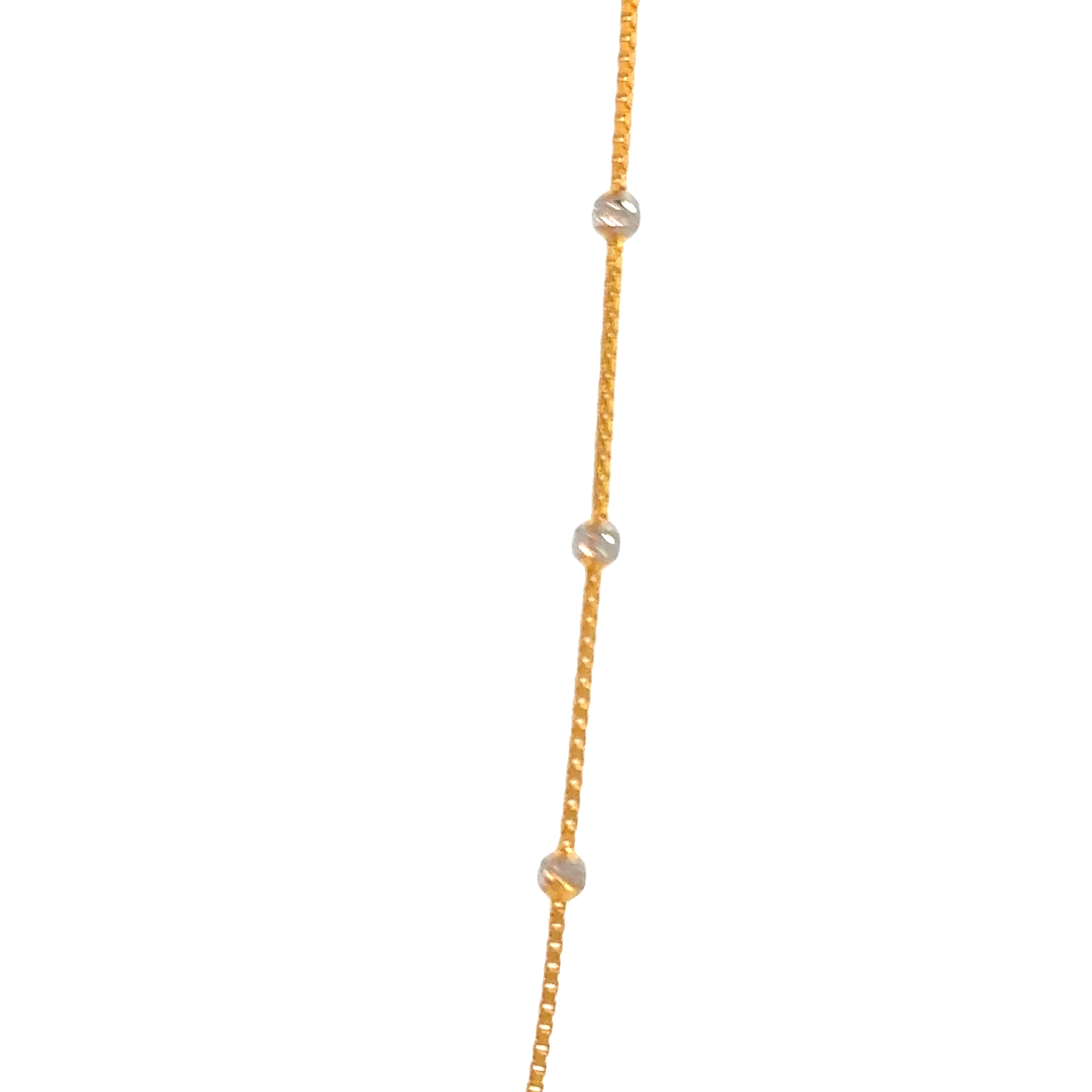 22k Two Tone Gold Fancy Ball Chain measuring 2.5mm width x 18 inch length