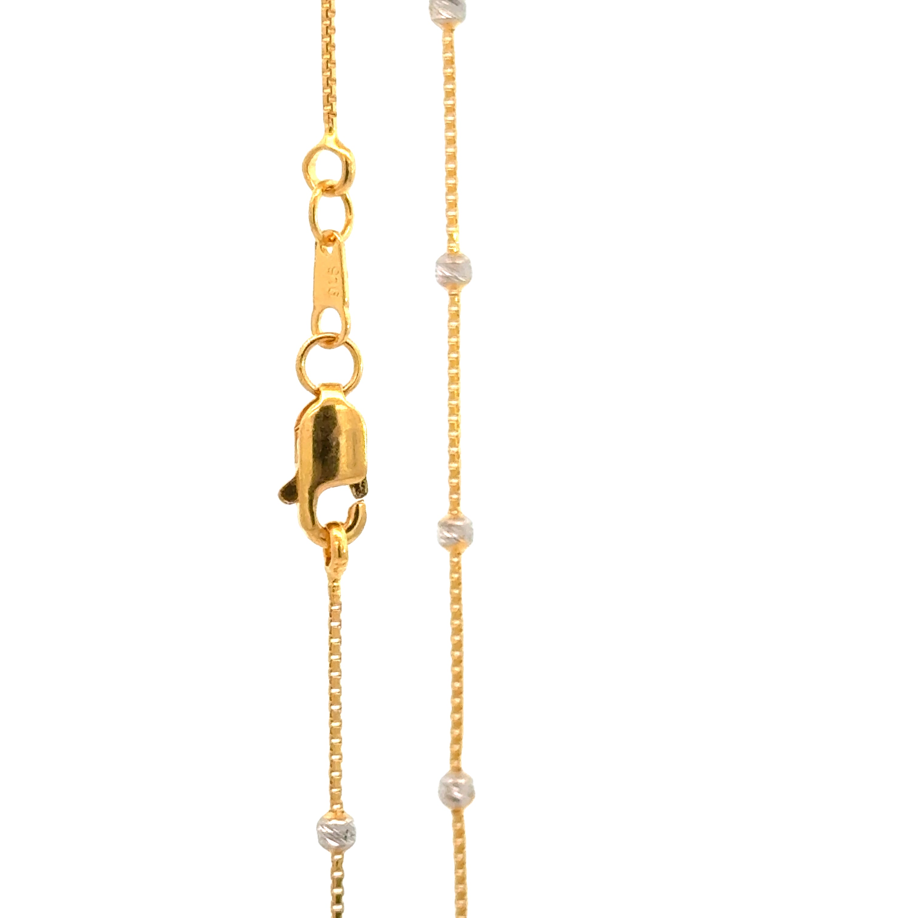 22k Two Tone Gold Fancy Ball Chain measuring 2.5mm width x 18 inch length