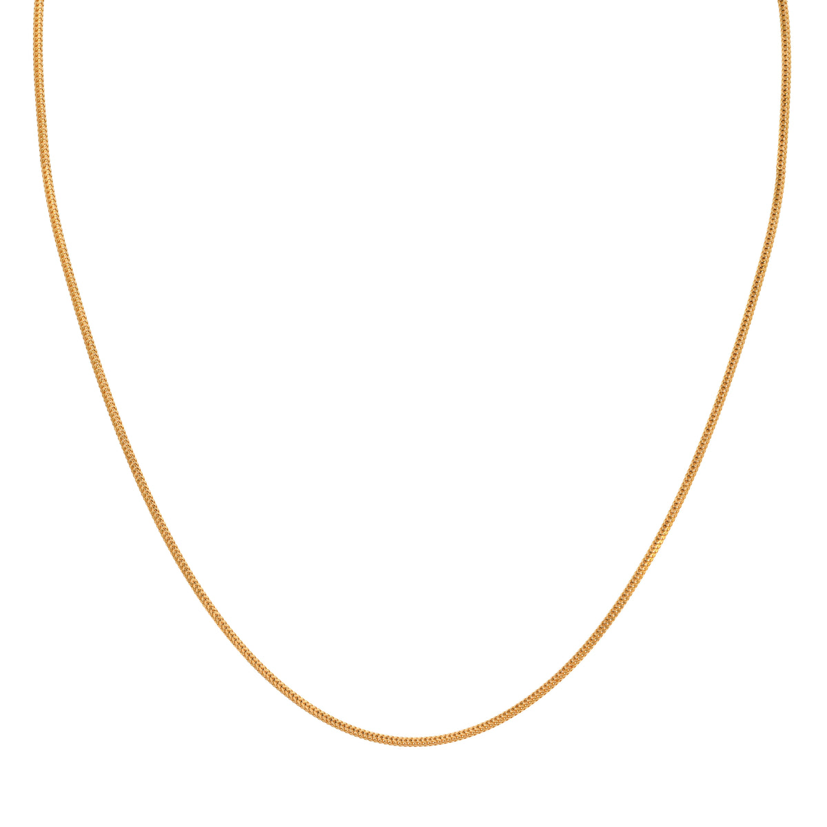 22k Yellow Gold Round Fox Chain measuring 1.8mm width x 18 inch length