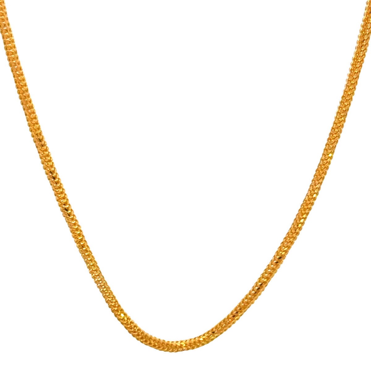 22k Two Tone Gold Round Fox Chain measuring 1.8mm width x 18 inch length