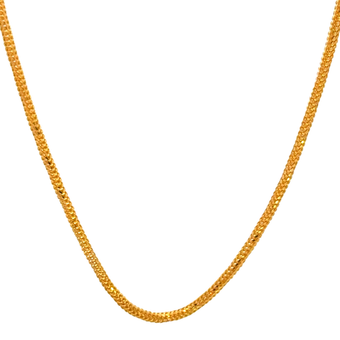 22k Two Tone Gold Round Fox Chain measuring 1.8mm width x 20 inch length