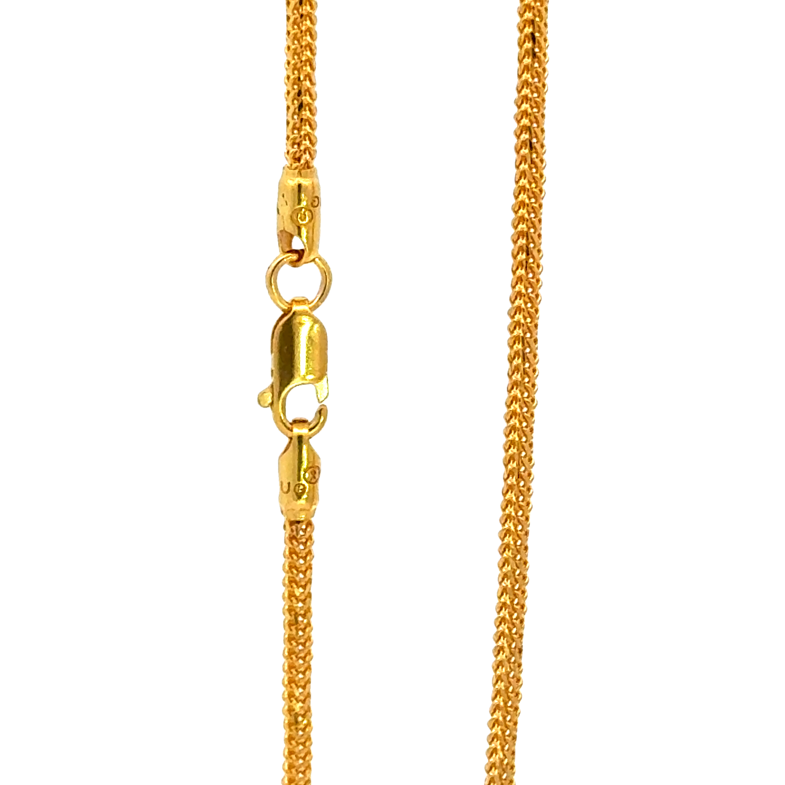 22k Two Tone Gold Round Fox Chain measuring 1.8mm width x 18 inch length