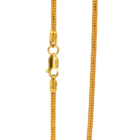 22k Two Tone Gold Round Fox Chain measuring 1.8mm width x 22 inch length