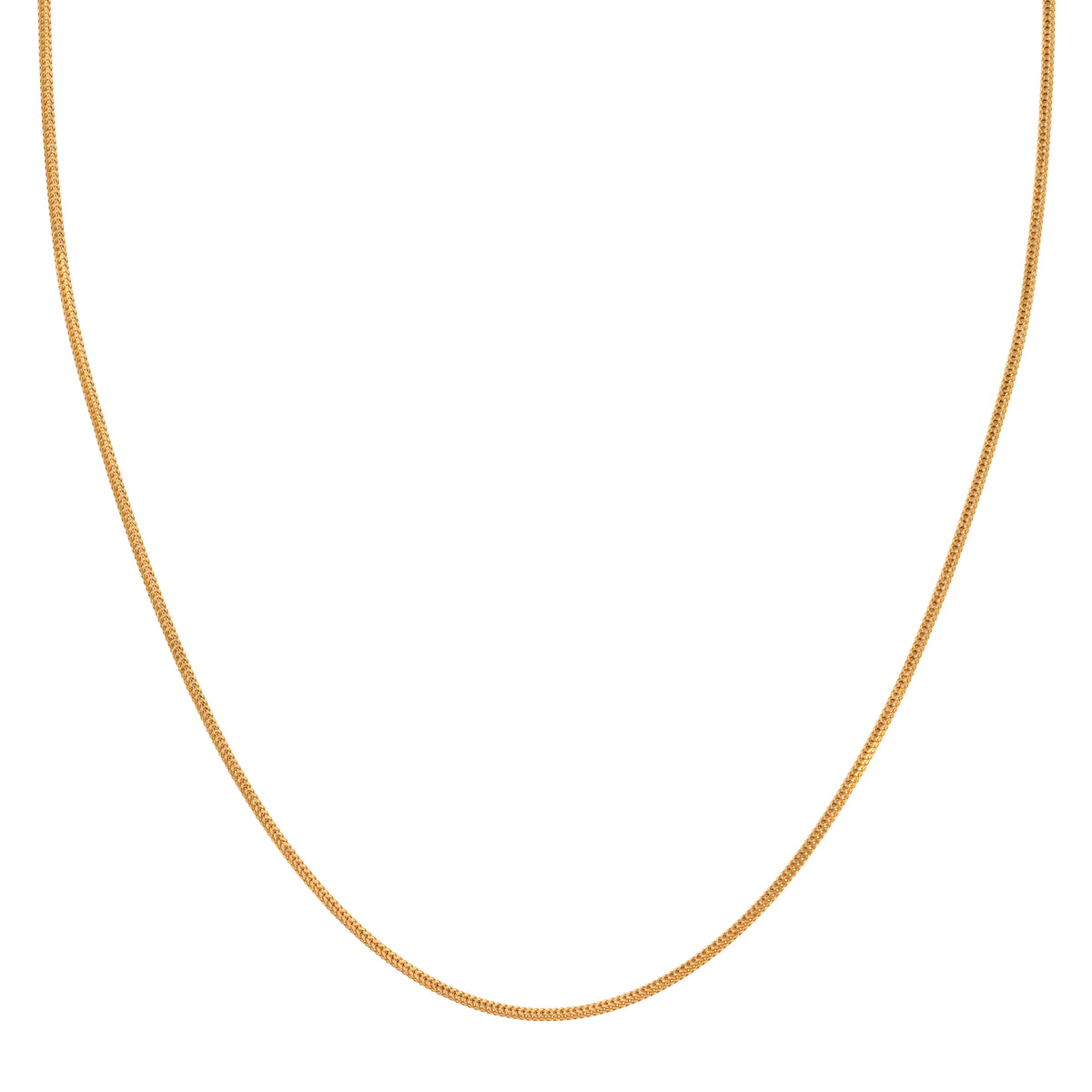 22k Yellow Gold Round Fox Chain measuring 1.5mm width x 14 inch length