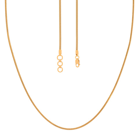 22k Yellow Gold Round Fox Chain measuring 1.5mm width x 14 inch length