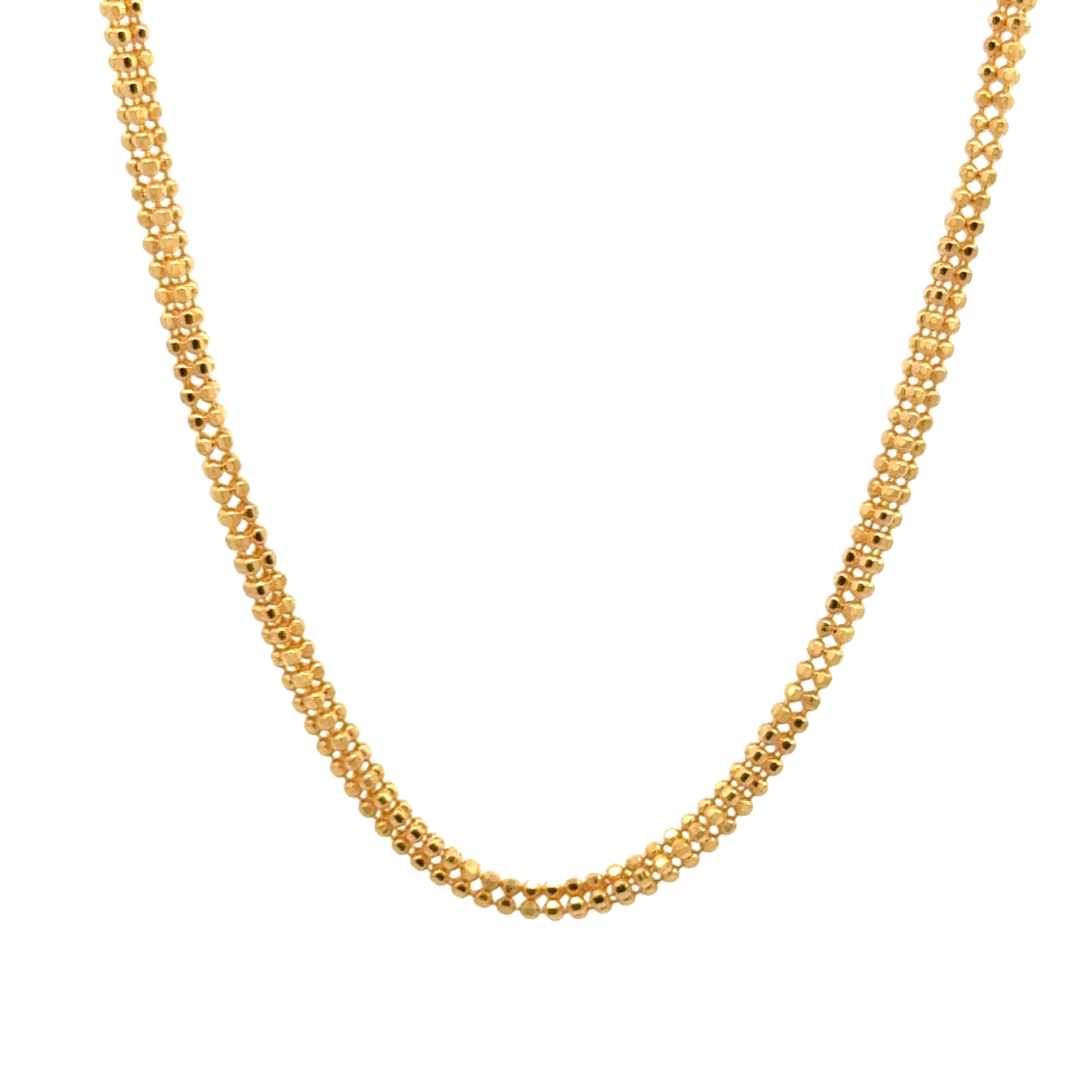 22k Yellow Gold Square Ball Chain measuring 2mm width x 24 inch length