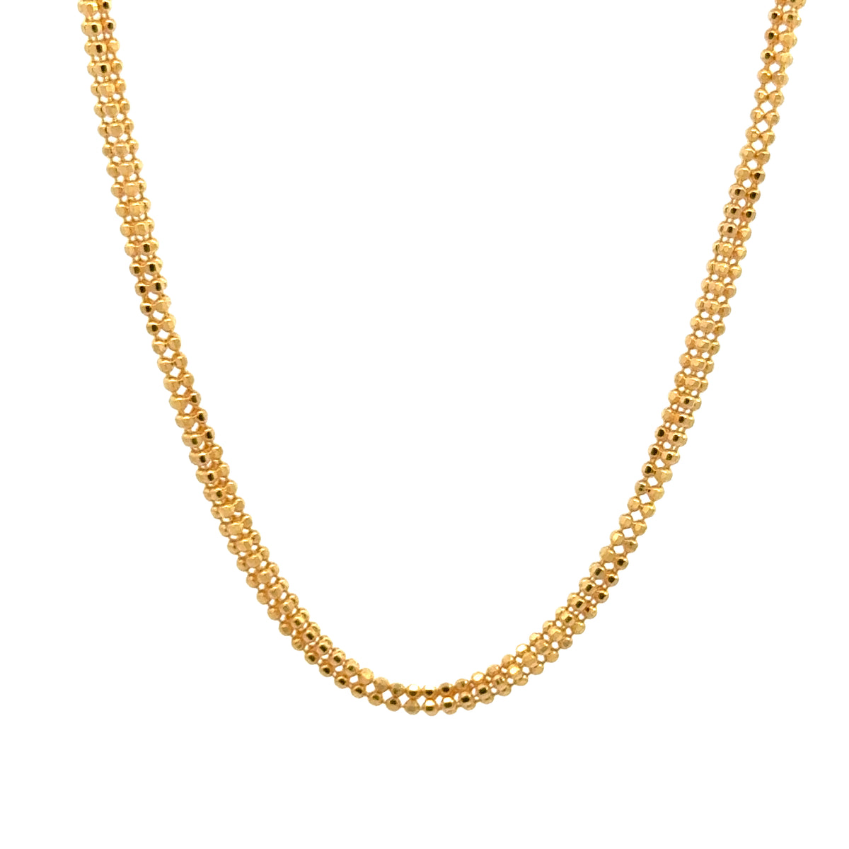 22k Yellow Gold Square Ball Chain measuring 2mm width x 24 inch length