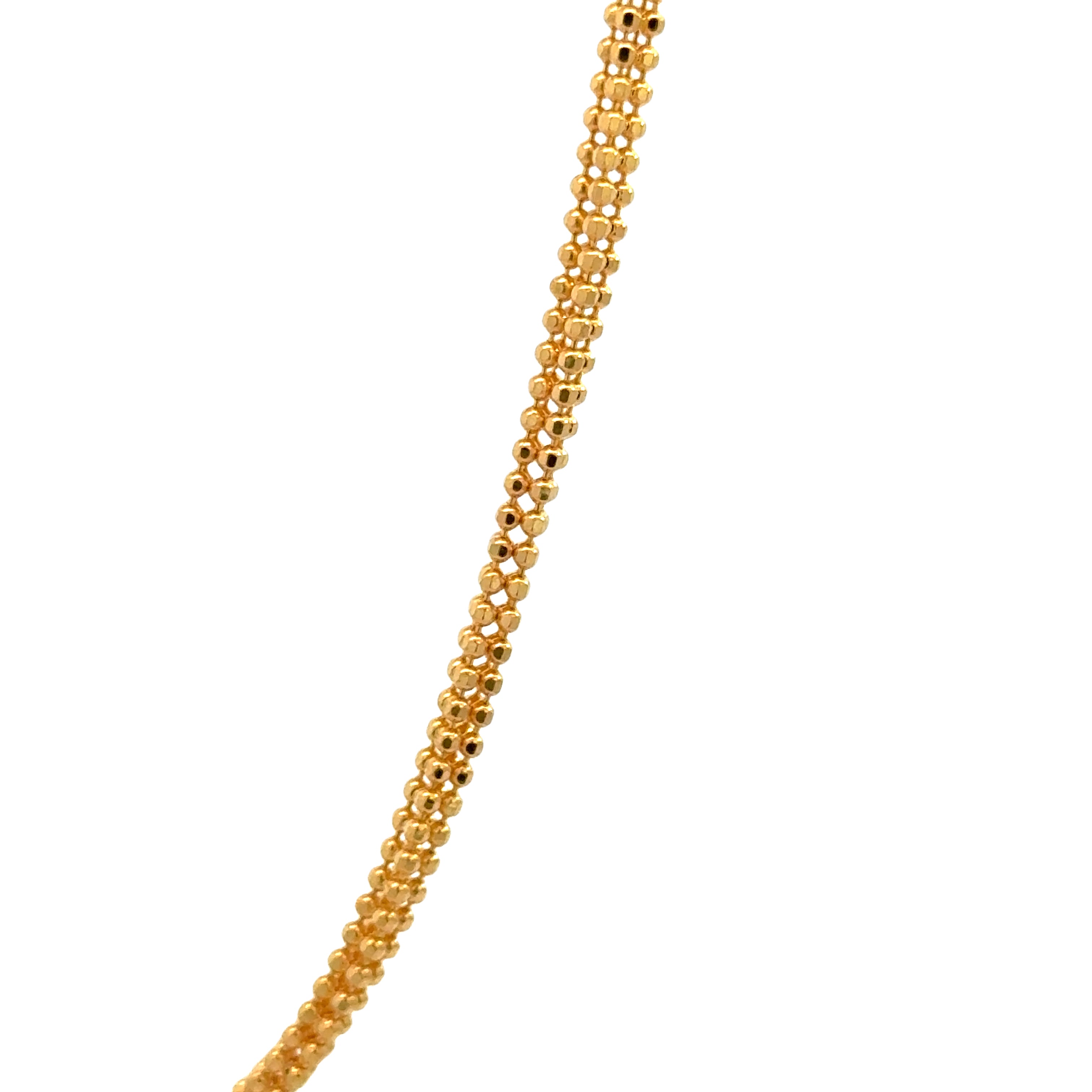 22k Yellow Gold Square Ball Chain measuring 2mm width x 24 inch length