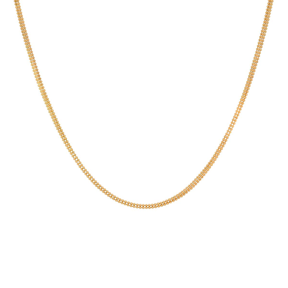 22k Yellow Gold Square Ball Chain measuring 2mm width x 24 inch length