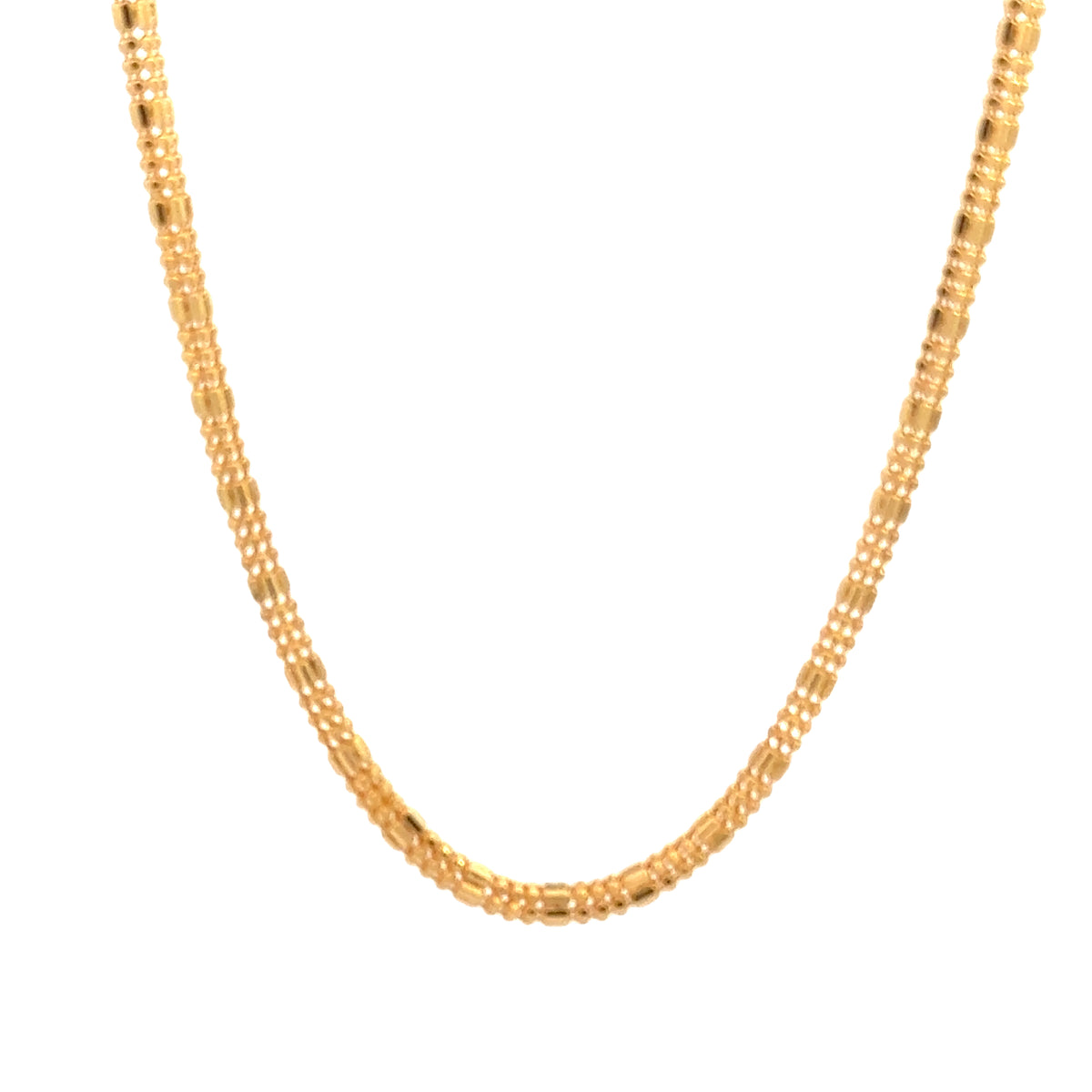 22k Yellow Gold Figaro Round Ball Chain measuring 3mm width x 20 inch length