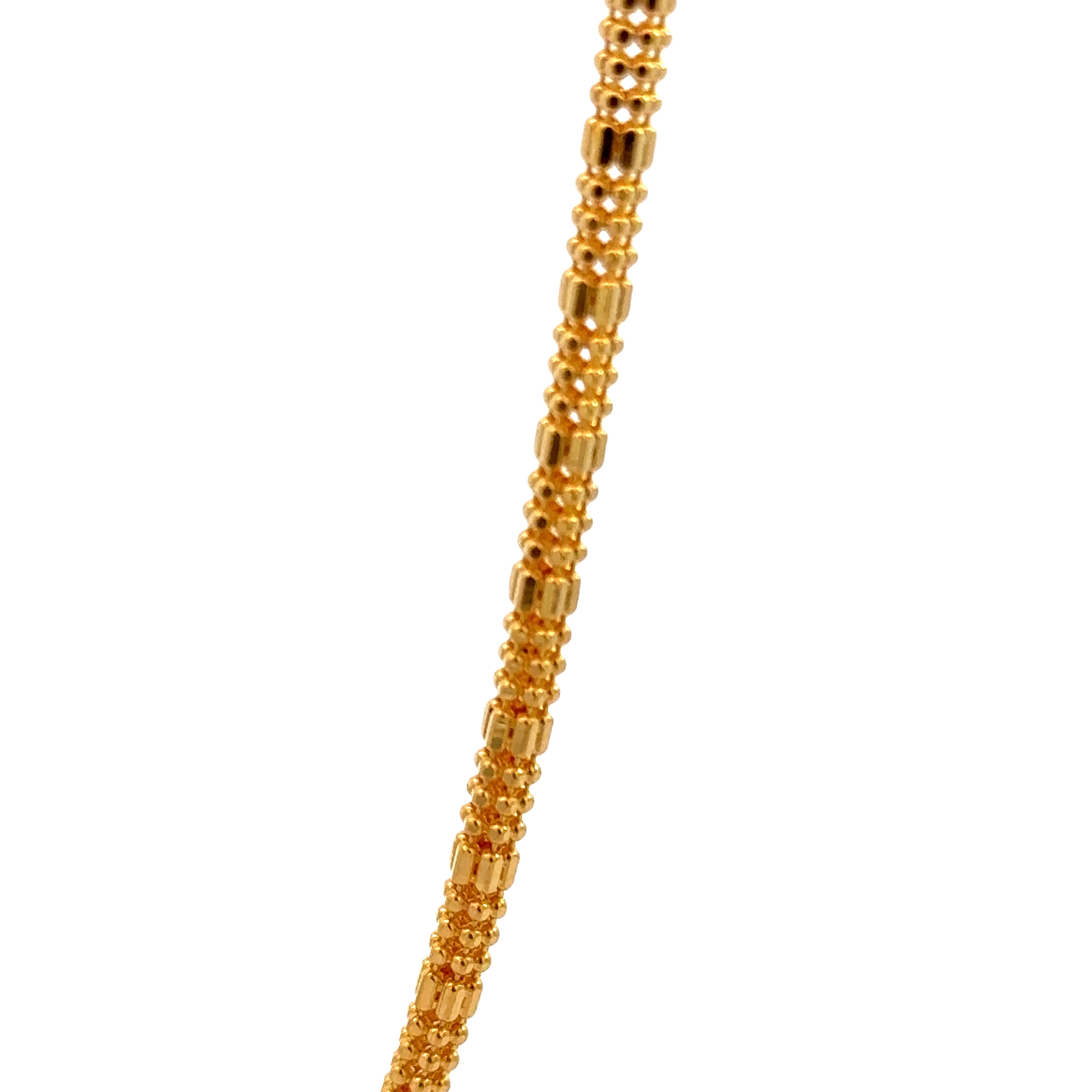 22k Yellow Gold Figaro Round Ball Chain measuring 3mm width x 20 inch length