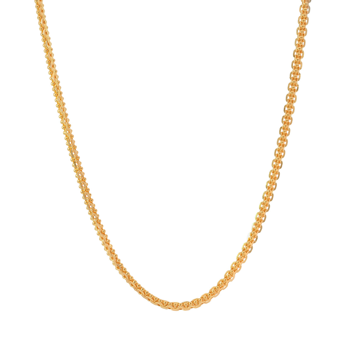 22k Yellow Gold Cable Ball Chain measuring 2mm width x 24 inch length