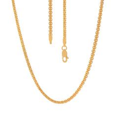 22k Yellow Gold Cable Ball Chain measuring 2mm width x 24 inch length