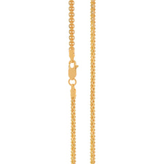 22k Yellow Gold Cable Ball Chain measuring 2mm width x 24 inch length