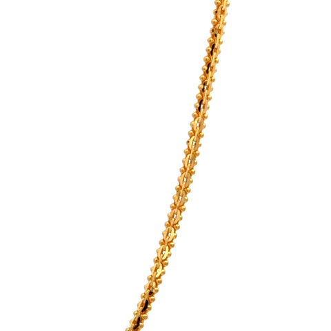 22k Yellow Gold Cable Ball Chain measuring 2mm width x 24 inch length