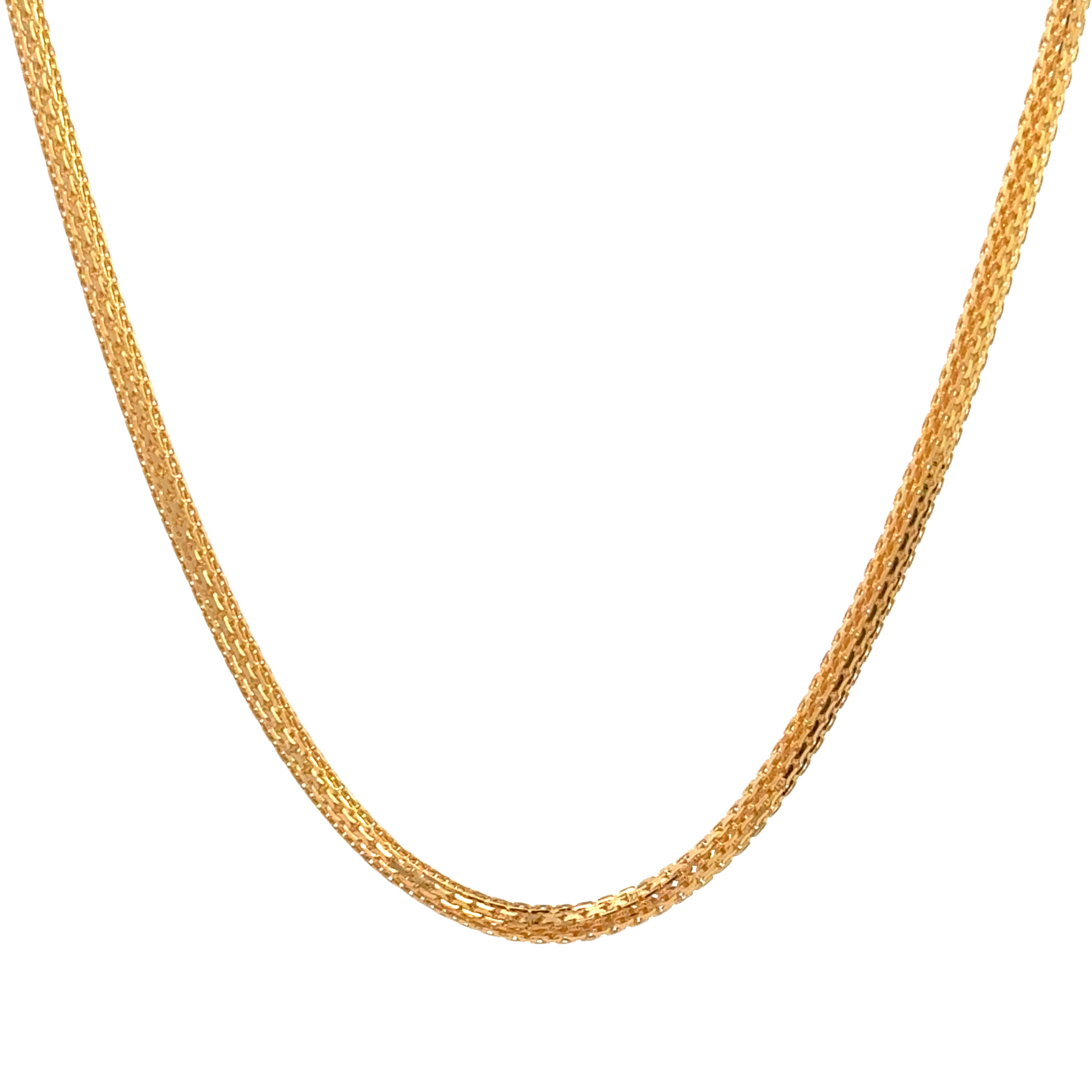 22k Yellow Gold Round Bismark Chain measuring 2mm width x 22 inch length