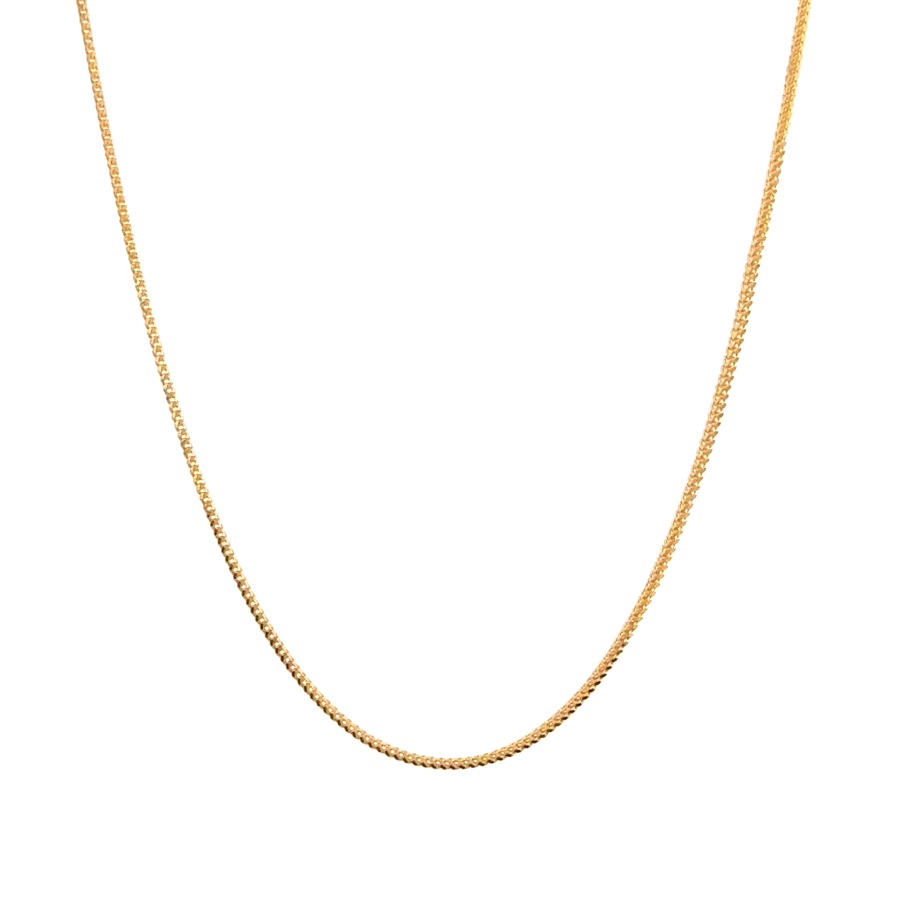 22k Yellow Gold Fox Chain measuring 1mm width x 18 in length