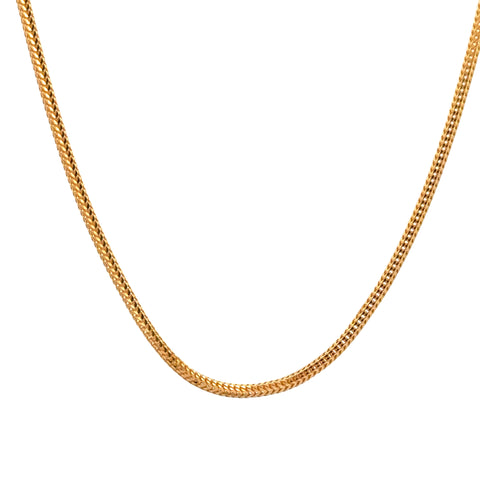 22k Yellow Gold Round Fox Chain measuring 1.5mm width x 16 inch length