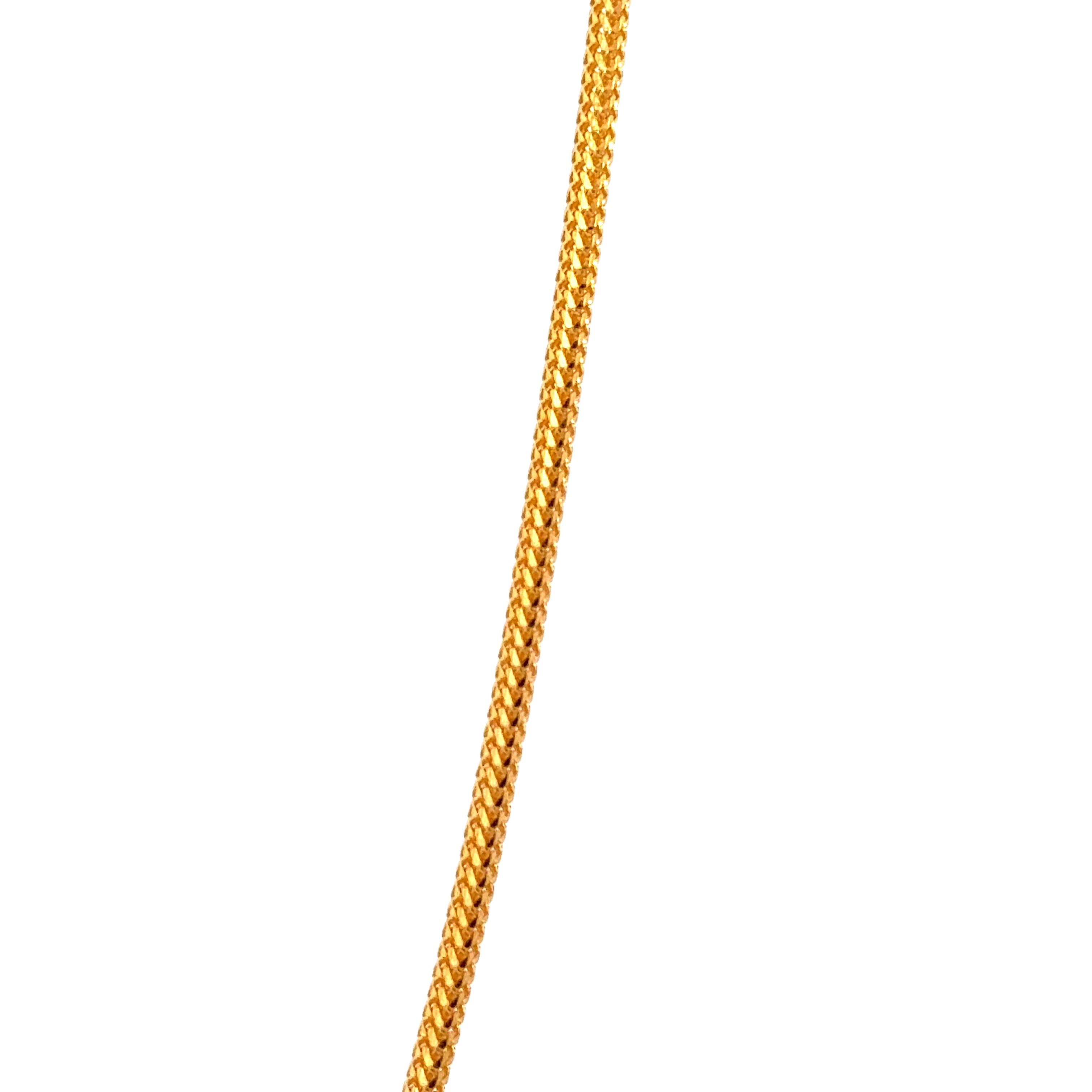 22k Yellow Gold Round Fox Chain measuring 1.5mm width x 24 inch length