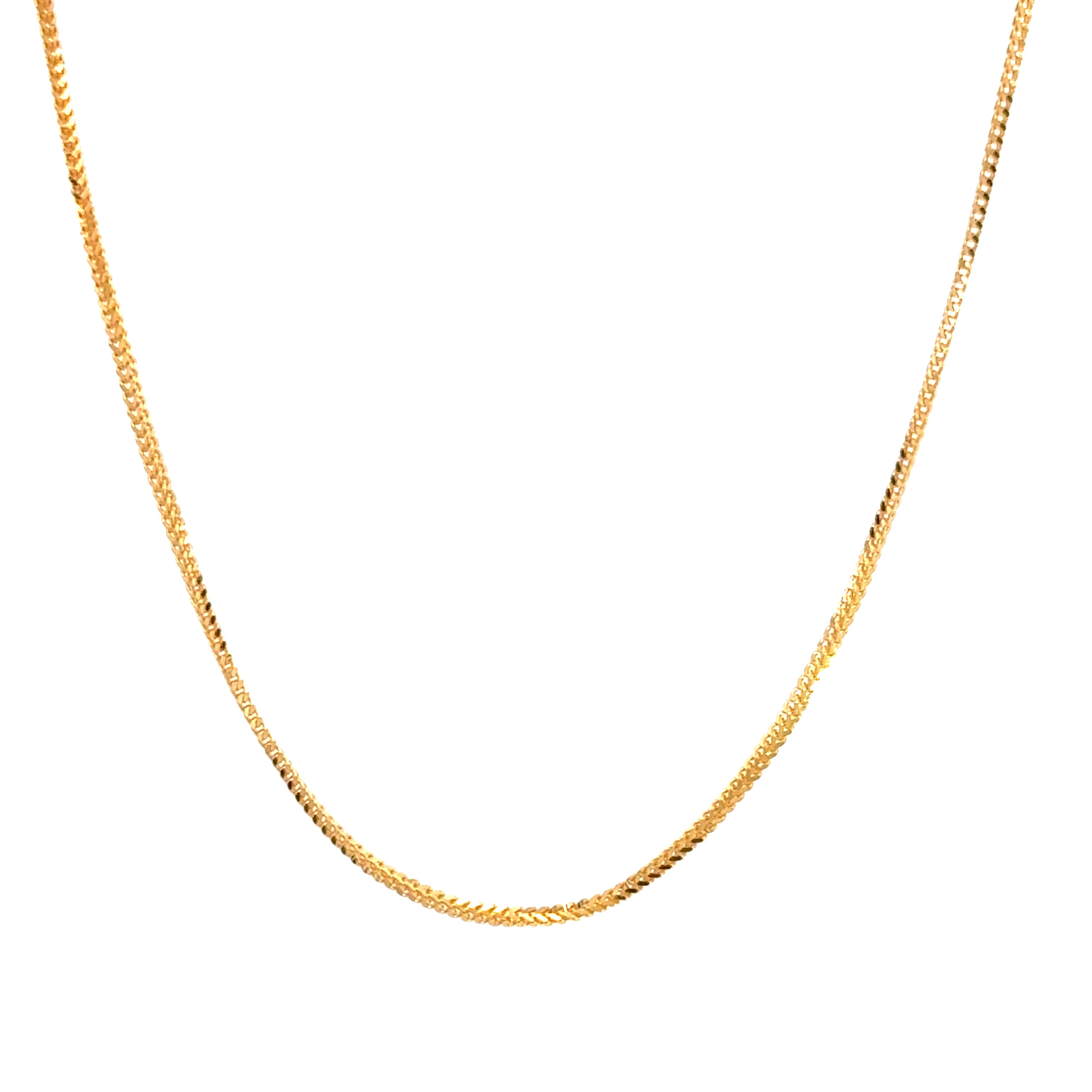 22k Yellow Gold Fox Chain measuring 1mm width x 20 inch length