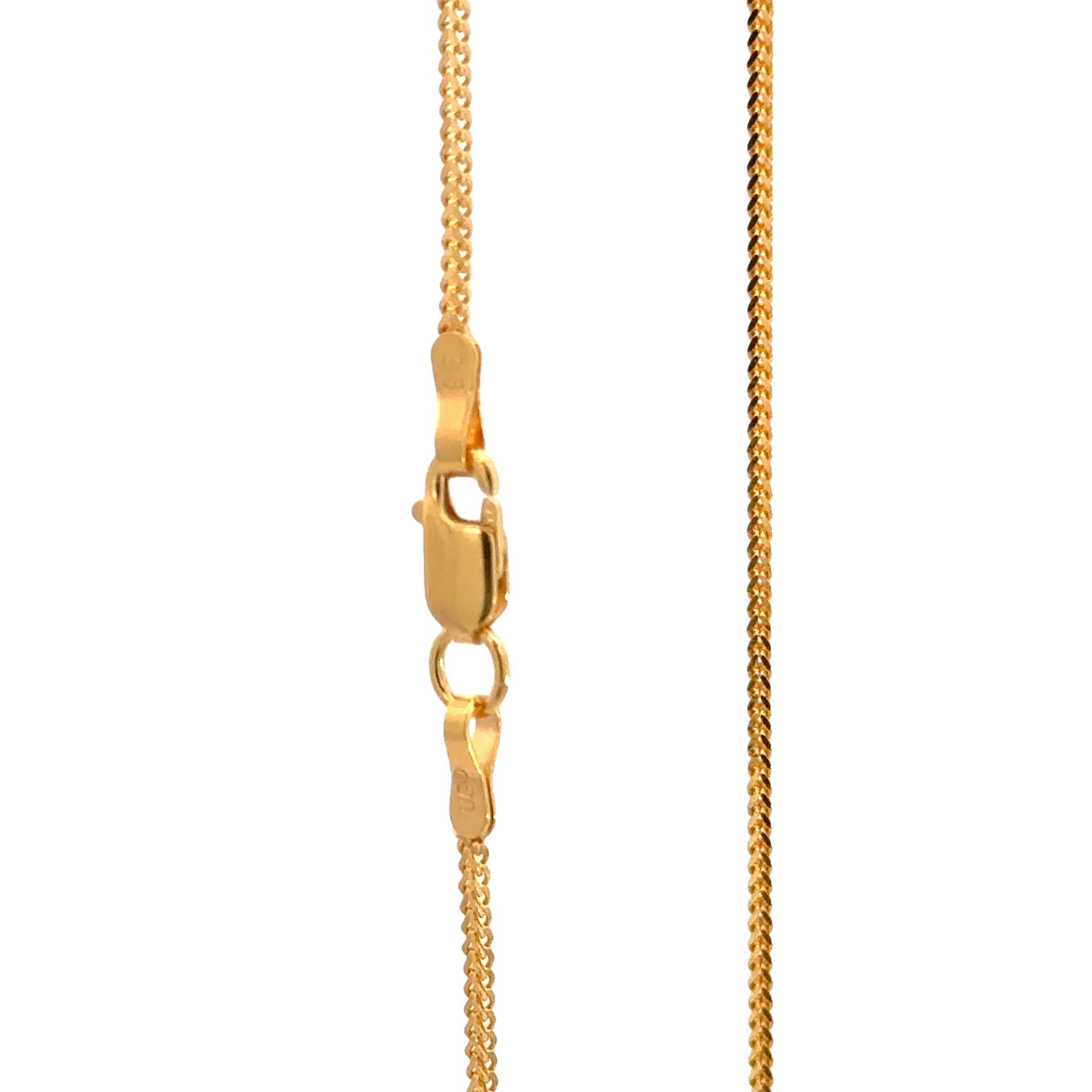 22k Yellow Gold Fox Chain measuring 1mm width x 14 inch length