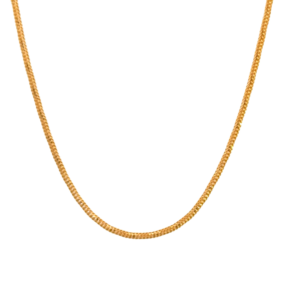 22k Yellow Gold Round Fox Fancy Cutting Chain measuring 1.5mm width x 20 inch length