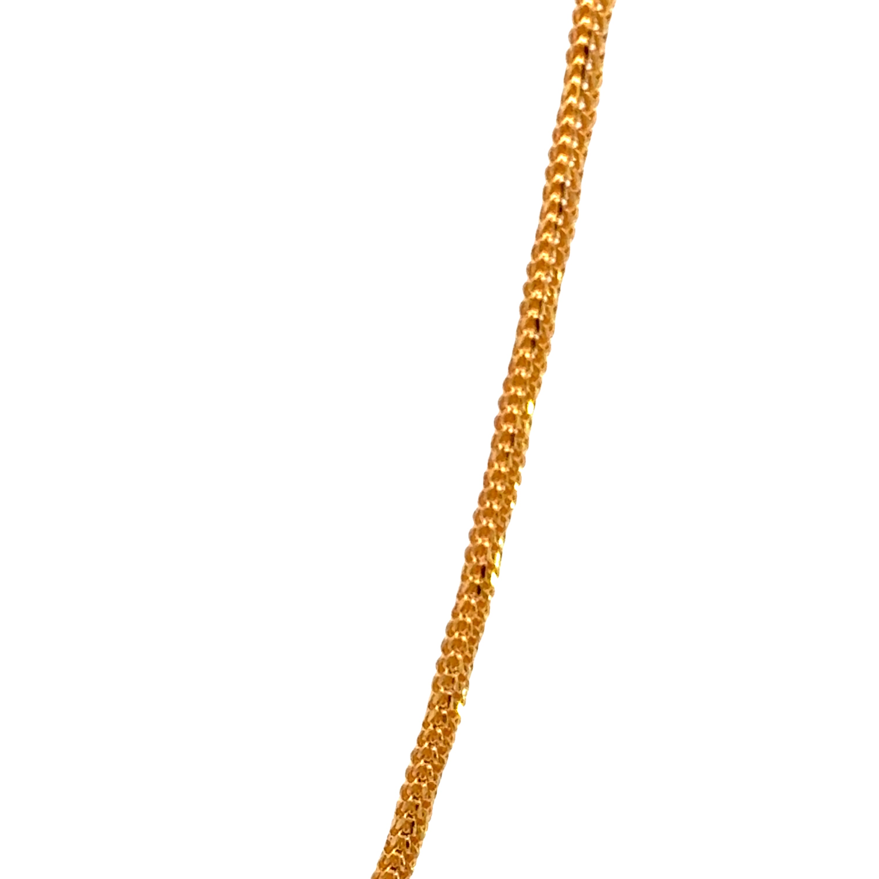 22k Yellow Gold Round Fox Fancy Cutting Chain measuring 1.5mm width x 20 inch length