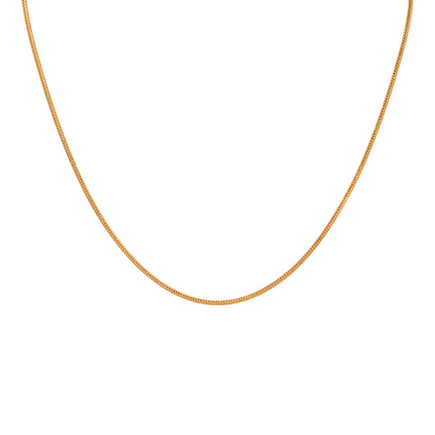 22k Yellow Gold Dainty Round Fox Chain measuring 1mm width x 16 inch length