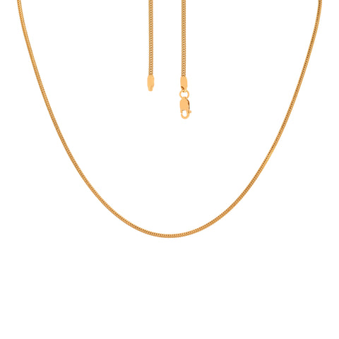 22k Yellow Gold Dainty Round Fox Chain measuring 1mm width x 16 inch length