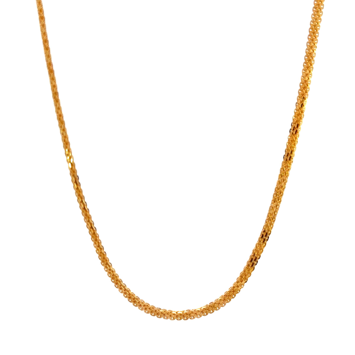 22k Yellow Gold Flat Bismark Chain measuring 2mm width x 20 inch length