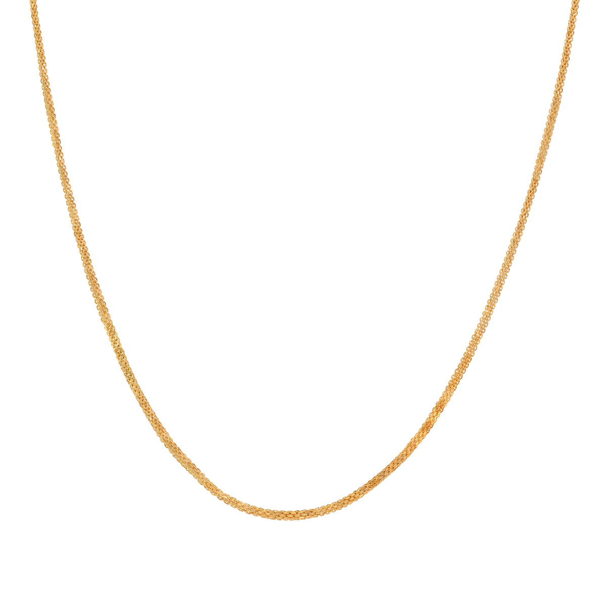 22k Yellow Gold Flat Bismark Chain measuring 2mm width x 20 inch length