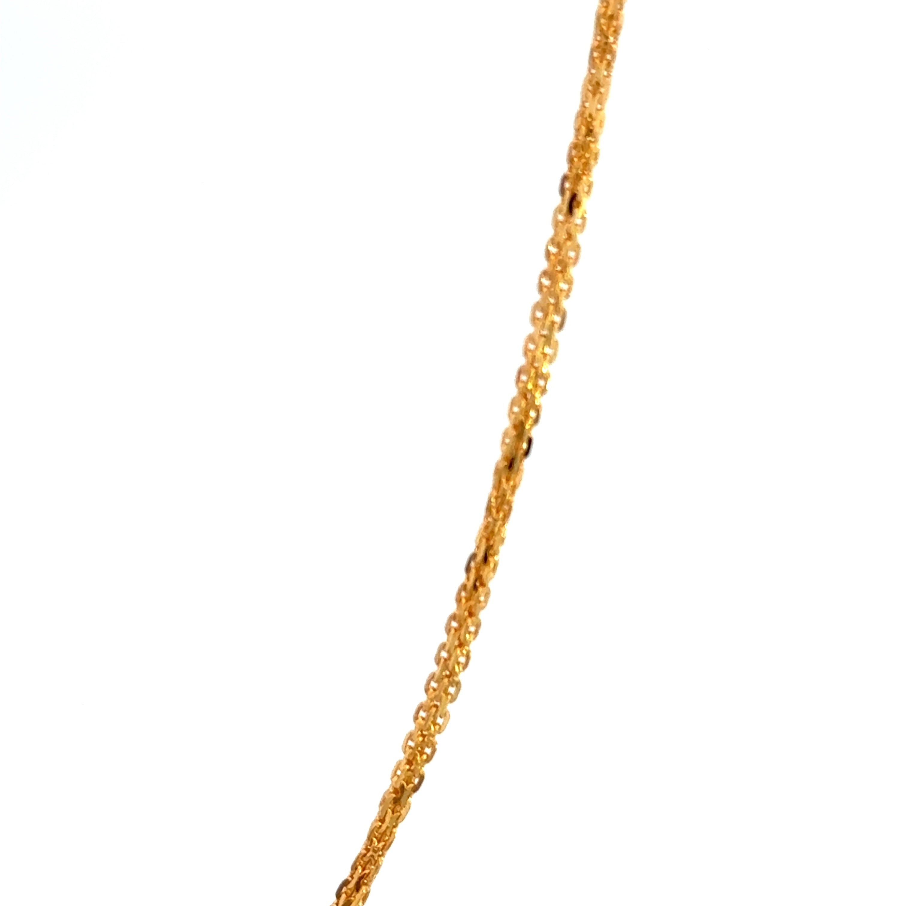 22k Yellow Gold Square Bismark Chain measuring 1mm width x 22 inch length